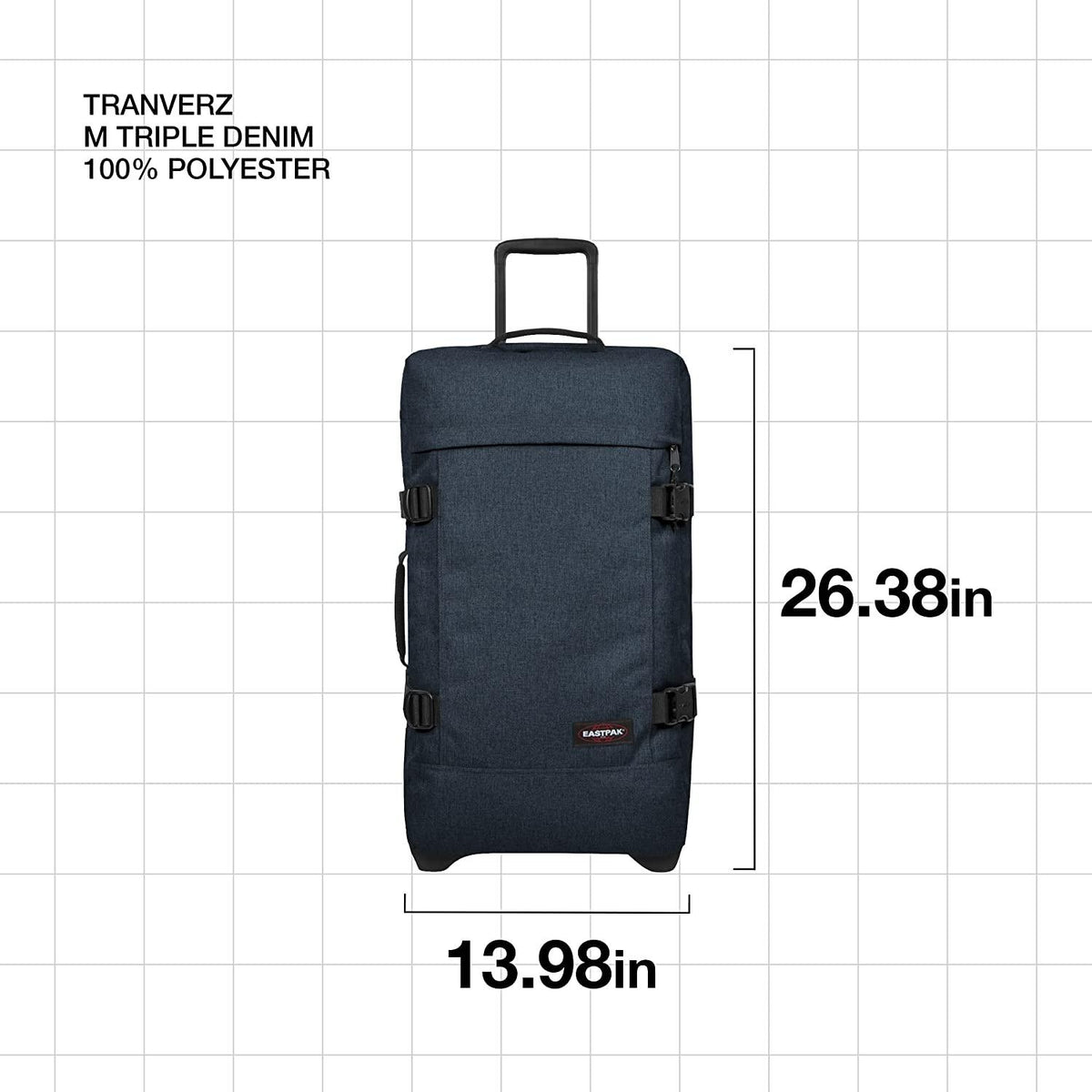 Tranverz - Suitcase with Wheels - Rolling Luggage for Travel with TSA Lock, 2 Wheels, 2 Compartments, and Compression Straps - M, Triple Denim