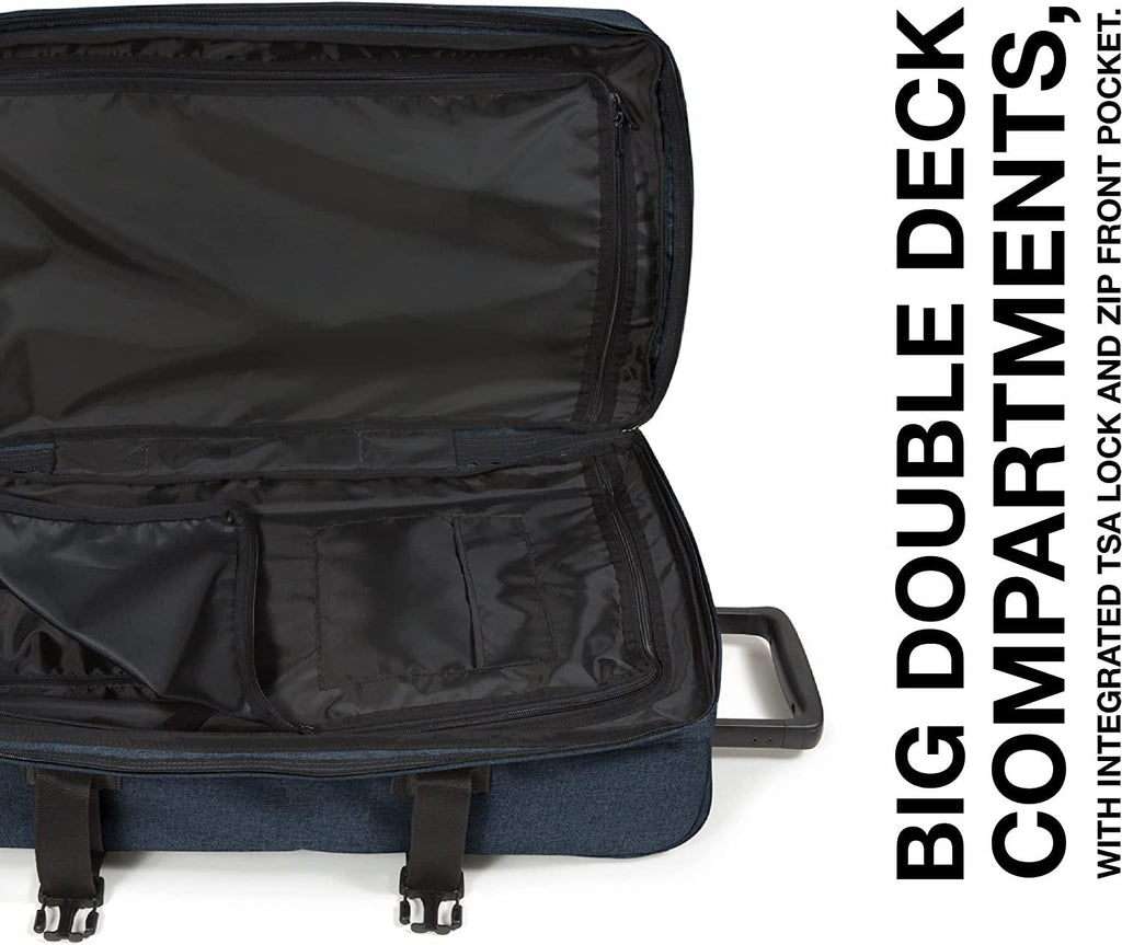 Tranverz - Suitcase with Wheels - Rolling Luggage for Travel with TSA Lock, 2 Wheels, 2 Compartments, and Compression Straps - M, Triple Denim