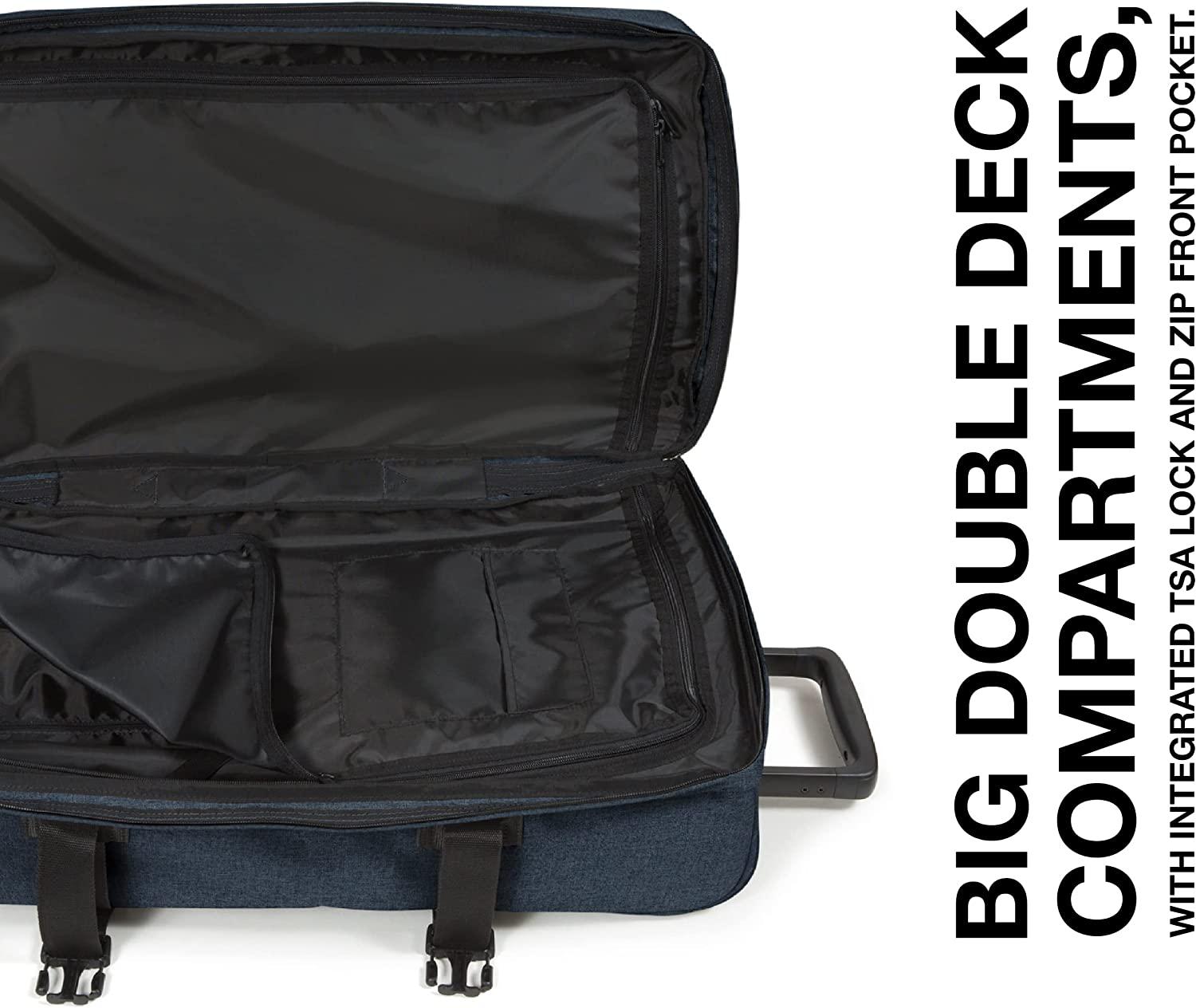 Tranverz - Suitcase with Wheels - Rolling Luggage for Travel with TSA Lock, 2 Wheels, 2 Compartments, and Compression Straps - M, Triple Denim