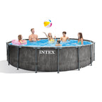 26741EH 15ft x 48in Greywood Premium Prism Steel Frame Above Ground Swimming Pool Set with Cover, Ladder, &amp; Pump