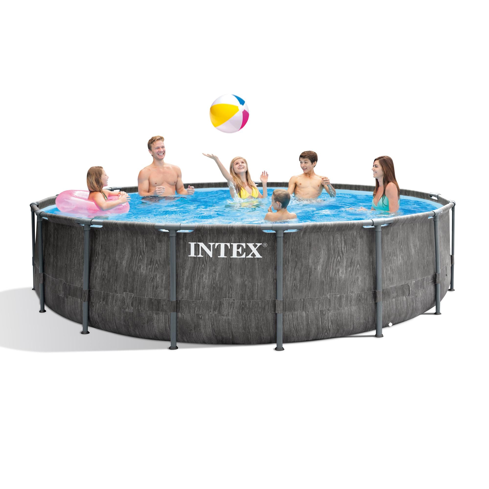 26741EH 15ft x 48in Greywood Premium Prism Steel Frame Above Ground Swimming Pool Set with Cover, Ladder, &amp; Pump