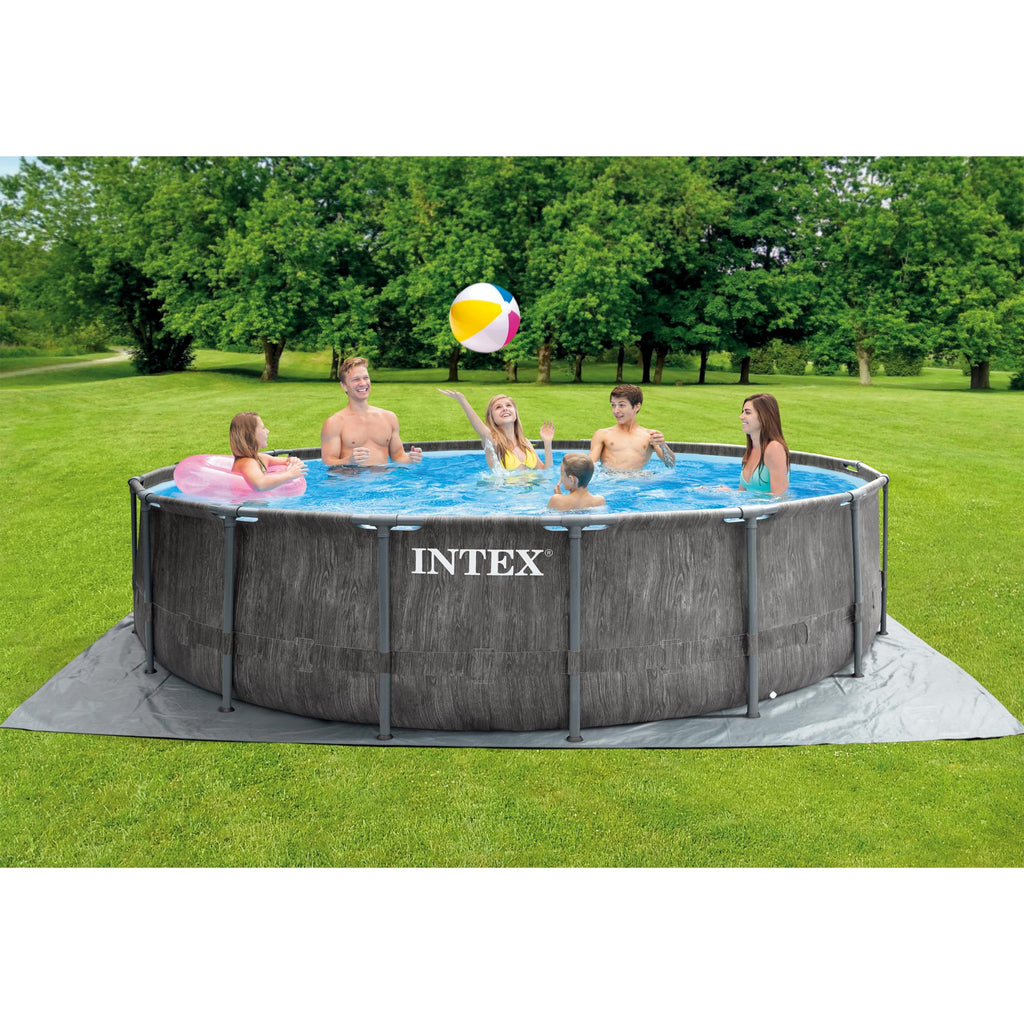 26741EH 15ft x 48in Greywood Premium Prism Steel Frame Above Ground Swimming Pool Set with Cover, Ladder, &amp; Pump
