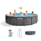 26741EH 15ft x 48in Greywood Premium Prism Steel Frame Above Ground Swimming Pool Set with Cover, Ladder, &amp; Pump