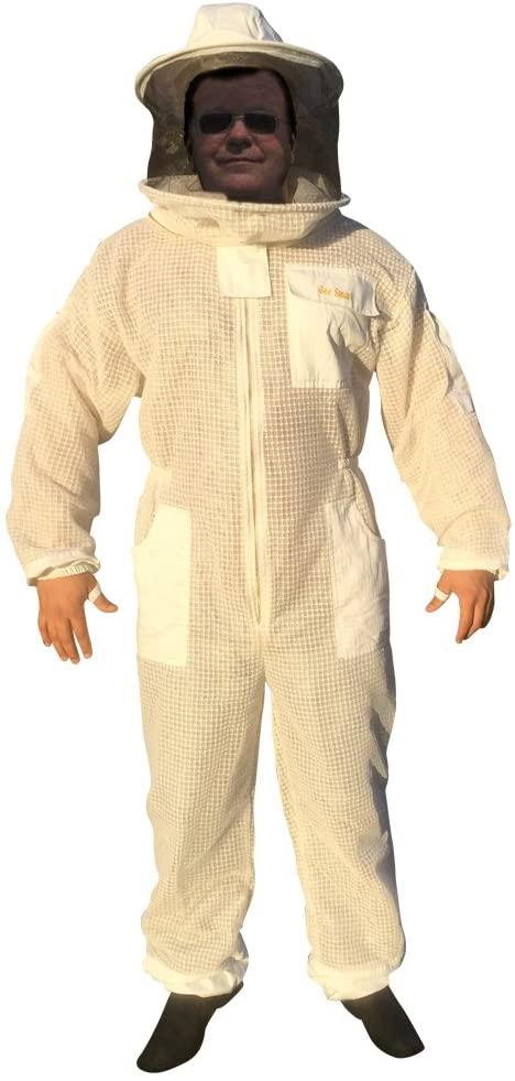 bee smart 800 - ventilated three layers mesh beekeeping suit with removable hat/veil (l)