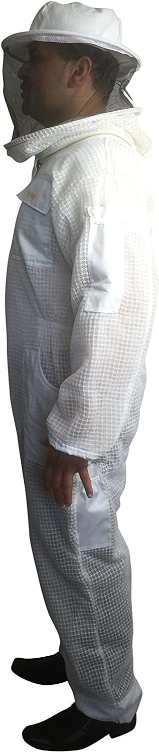 bee smart 800 - ventilated three layers mesh beekeeping suit with removable hat/veil (l)