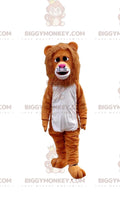Sad looking brown lion BIGGYMONKEYmascot costume, feline costume