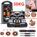 1 Set Fitness Dumbbells Household Detachable Electroplated Dumbbell Kit Barbell Household Dumbbell Barbell Fitness Dumbbell for Men and Women (30KG Box PacOranRubber Ring)