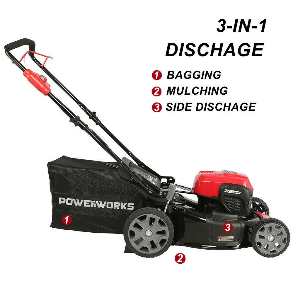 POWERWORKS 21'' Cordless Lawn Mower Brushless 40V 4.0Ah Lithium-Ion Walk Behind