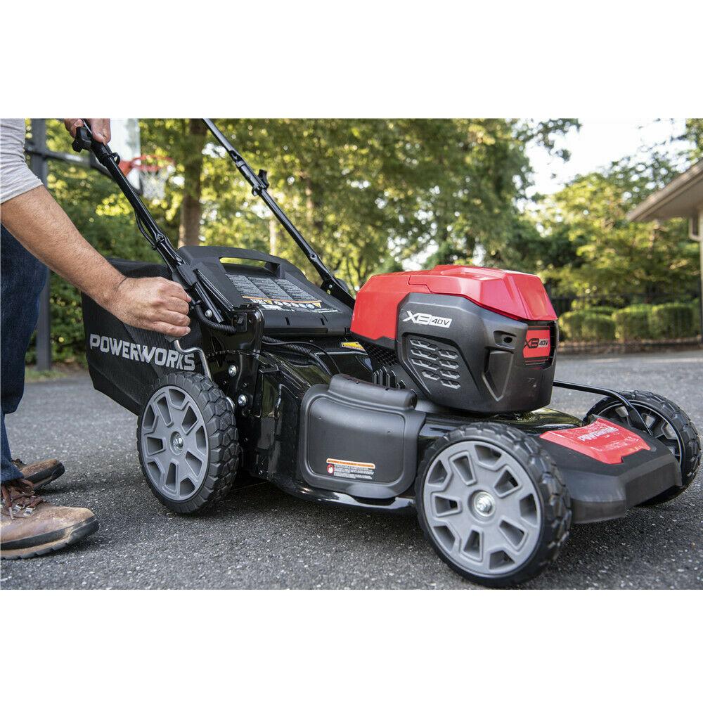 POWERWORKS 21'' Cordless Lawn Mower Brushless 40V 4.0Ah Lithium-Ion Walk Behind