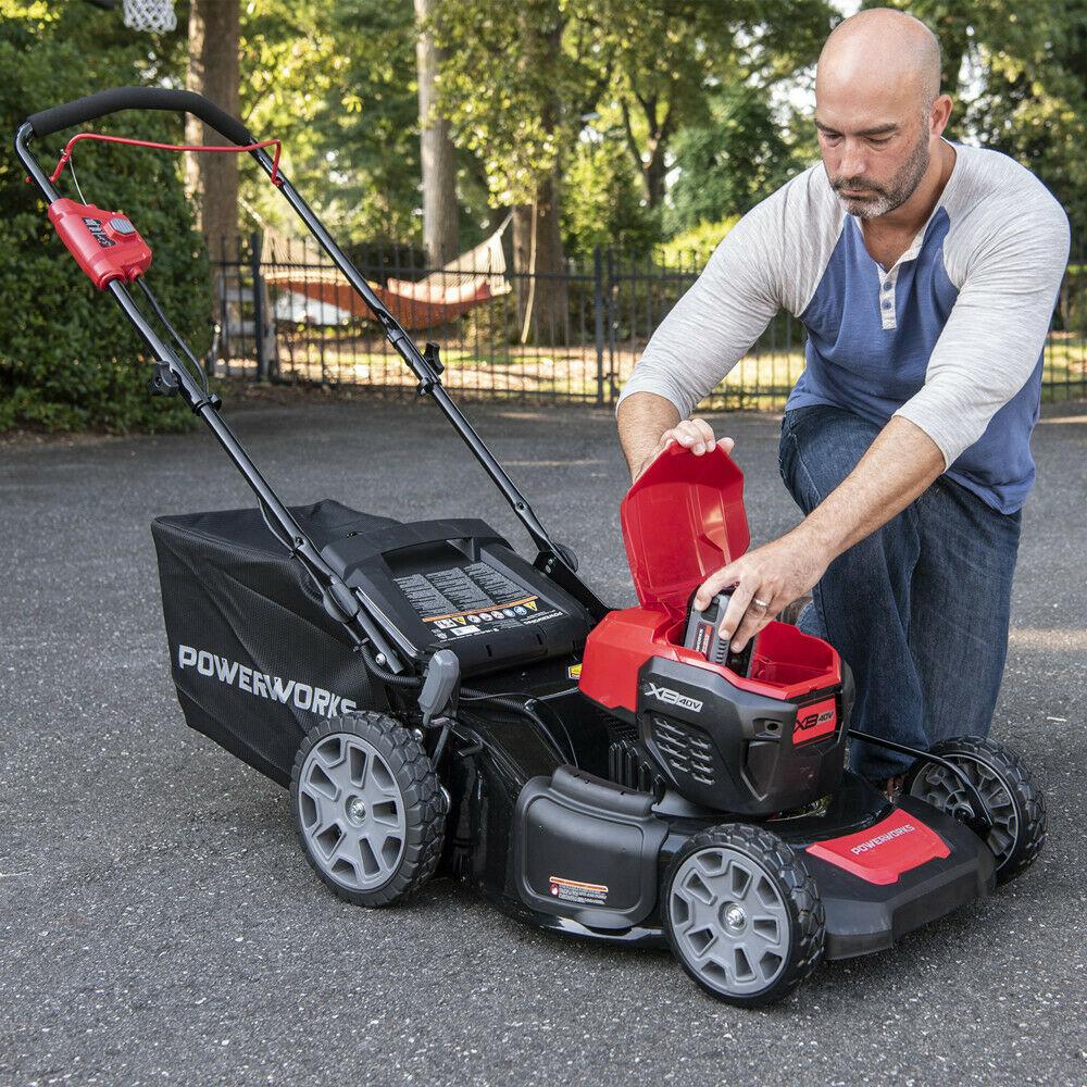 POWERWORKS 21'' Cordless Lawn Mower Brushless 40V 4.0Ah Lithium-Ion Walk Behind