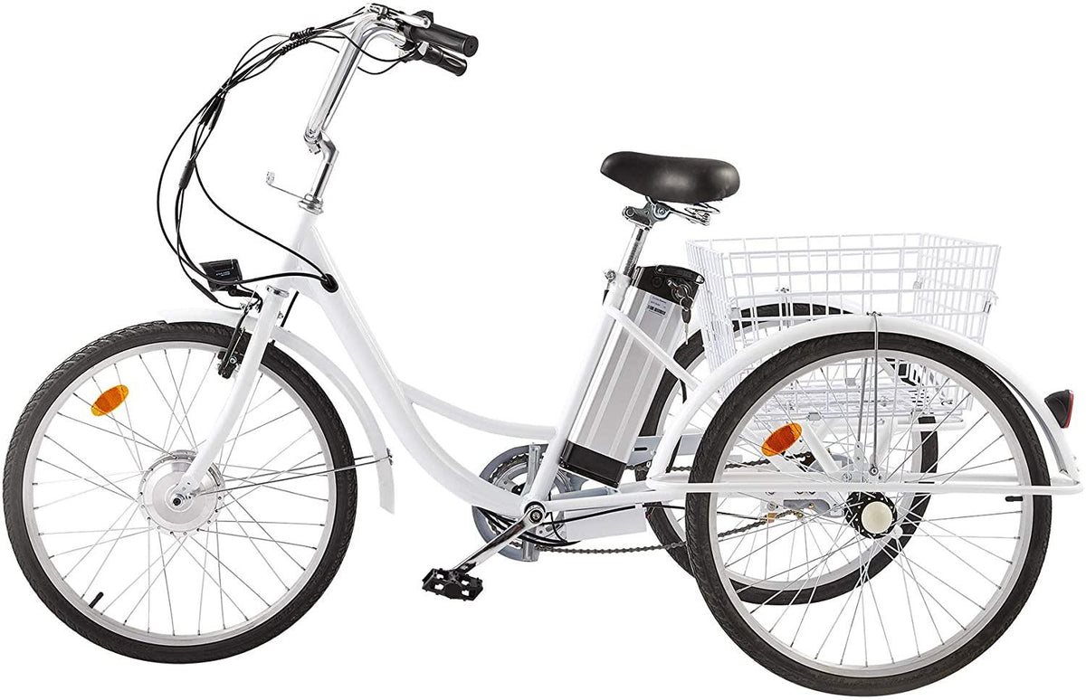 Viribus 3 Wheel Electric Bike for Adults with 250w Motor, Bike Tube, Removable 36V 10Ah Lithium Battery, Adult Tricycle with Adjustable Cruiser Bike Seat and Bike Basket, Exercise Bike