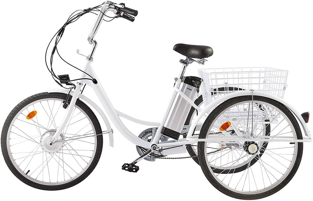 Viribus 3 Wheel Electric Bike for Adults with 250w Motor, Bike Tube, Removable 36V 10Ah Lithium Battery, Adult Tricycle with Adjustable Cruiser Bike Seat and Bike Basket, Exercise Bike