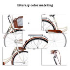 26 Inch Women Bike,Classic Bicycle Retro Bicycle,Cruiser Bike,Brown
