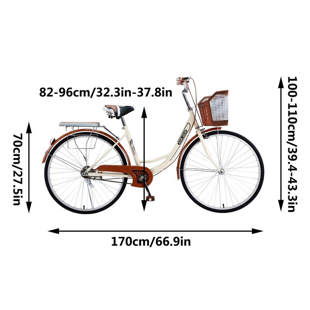 26 Inch Women Bike,Classic Bicycle Retro Bicycle,Cruiser Bike,Brown