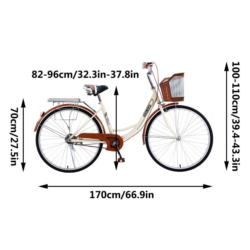 26 Inch Women Bike,Classic Bicycle Retro Bicycle,Cruiser Bike,Brown
