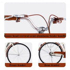 26 Inch Women Bike,Classic Bicycle Retro Bicycle,Cruiser Bike,Brown