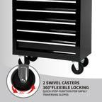 7-Drawer Heavy-Duty Rolling Tool Chest Cabinet with Lock Mobile Cart for Gara& Workshop, Black