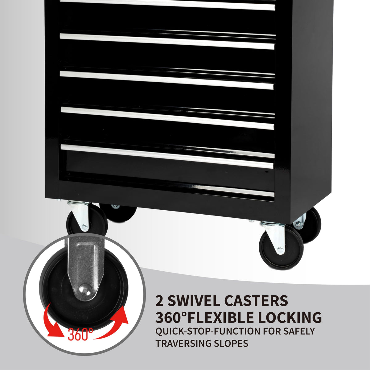7-Drawer Heavy-Duty Rolling Tool Chest Cabinet with Lock Mobile Cart for Gara& Workshop, Black