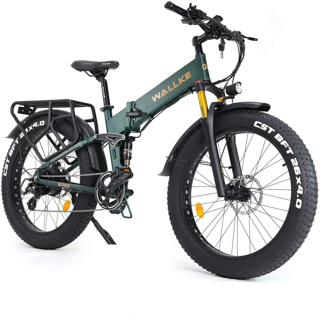 W Wallke X3 Pro Electric Bike for Adult 26 inch Fat Tire Ebikes Foldable 48V Lithium Battery Ebike 750W Mountain Snow Beach Electric Bicycle Dual Shock Absorbers 8 Speed