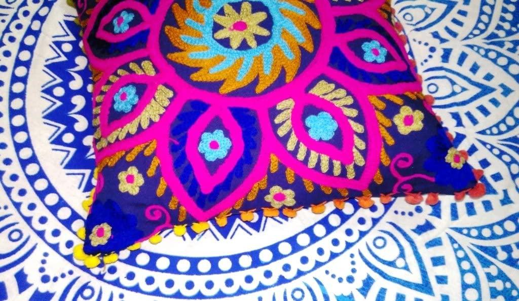 Suzani Cusion Cover, Embroidered Cushion Cover, Size 16 X 16, Boho Cusion Cover, Multi Colour, Decorative Throw Cosuins (50)