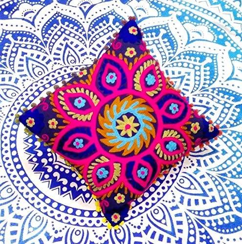 Suzani Cusion Cover, Embroidered Cushion Cover, Size 16 X 16, Boho Cusion Cover, Multi Colour, Decorative Throw Cosuins (50)