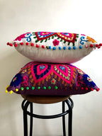 Suzani Cusion Cover, Embroidered Cushion Cover, Size 16 X 16, Boho Cusion Cover, Multi Colour, Decorative Throw Cosuins (50)