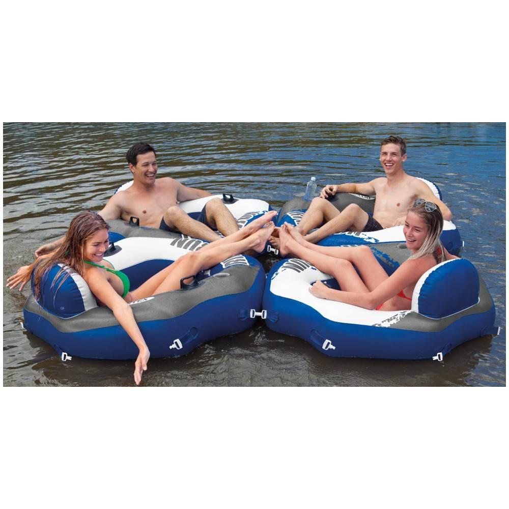 58854EP River Run Connect Lounge Inflatable Floating Water Tube (7 Pack)