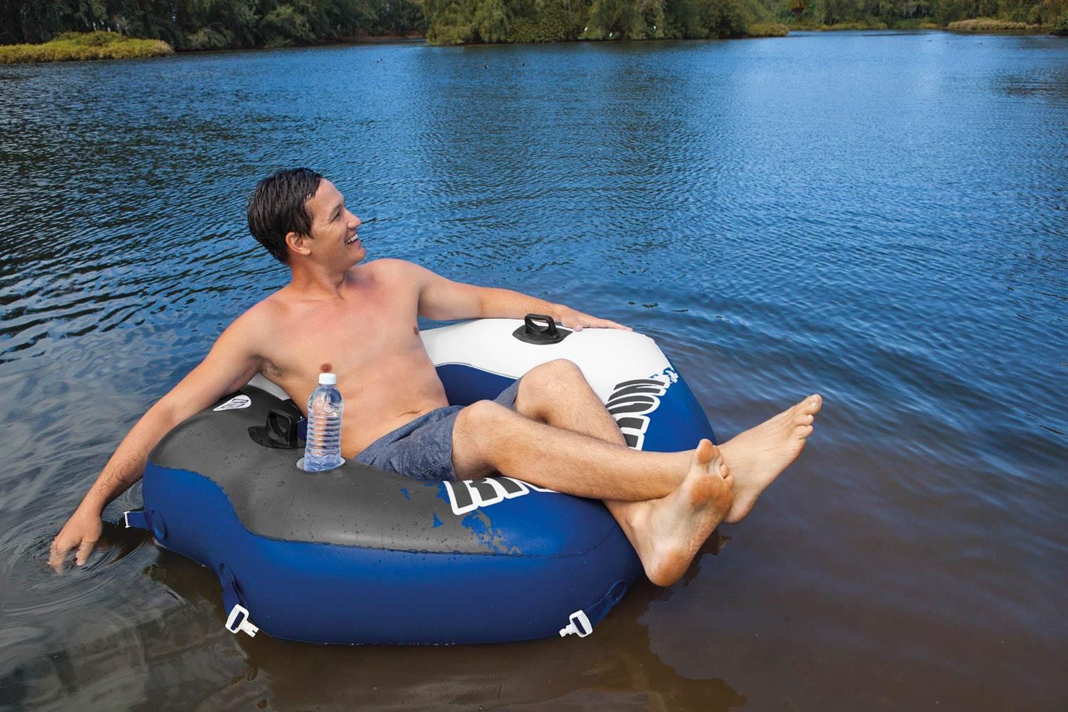 58854EP River Run Connect Lounge Inflatable Floating Water Tube (7 Pack)