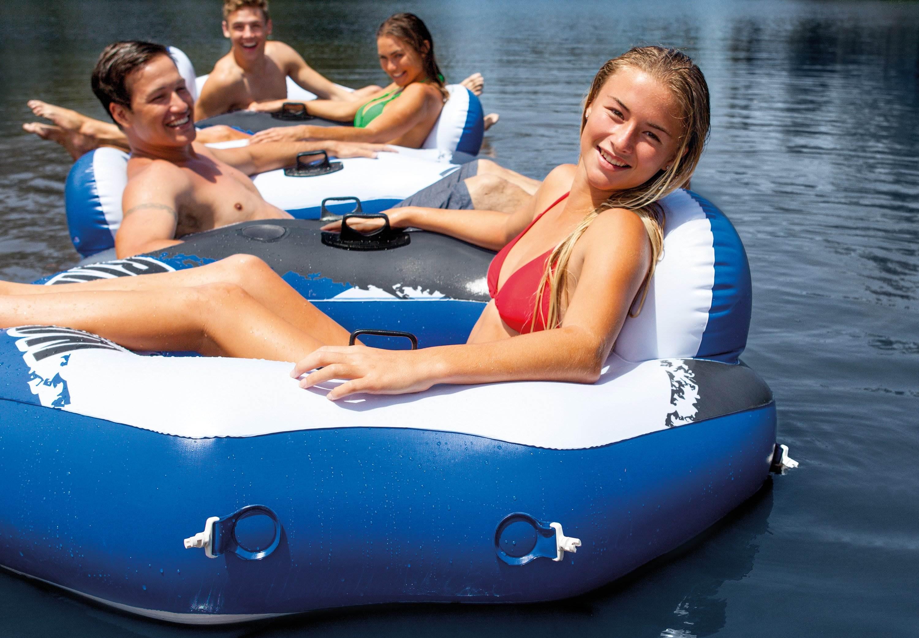 58854EP River Run Connect Lounge Inflatable Floating Water Tube (7 Pack)