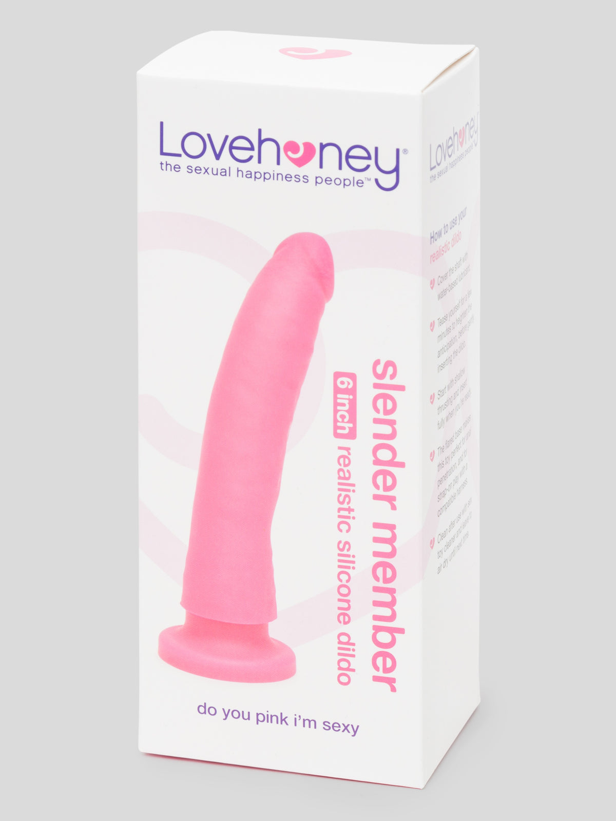 Lovehoney Realistic Slimline Silicone Suction Cup Dildo 6 Inch , Pink