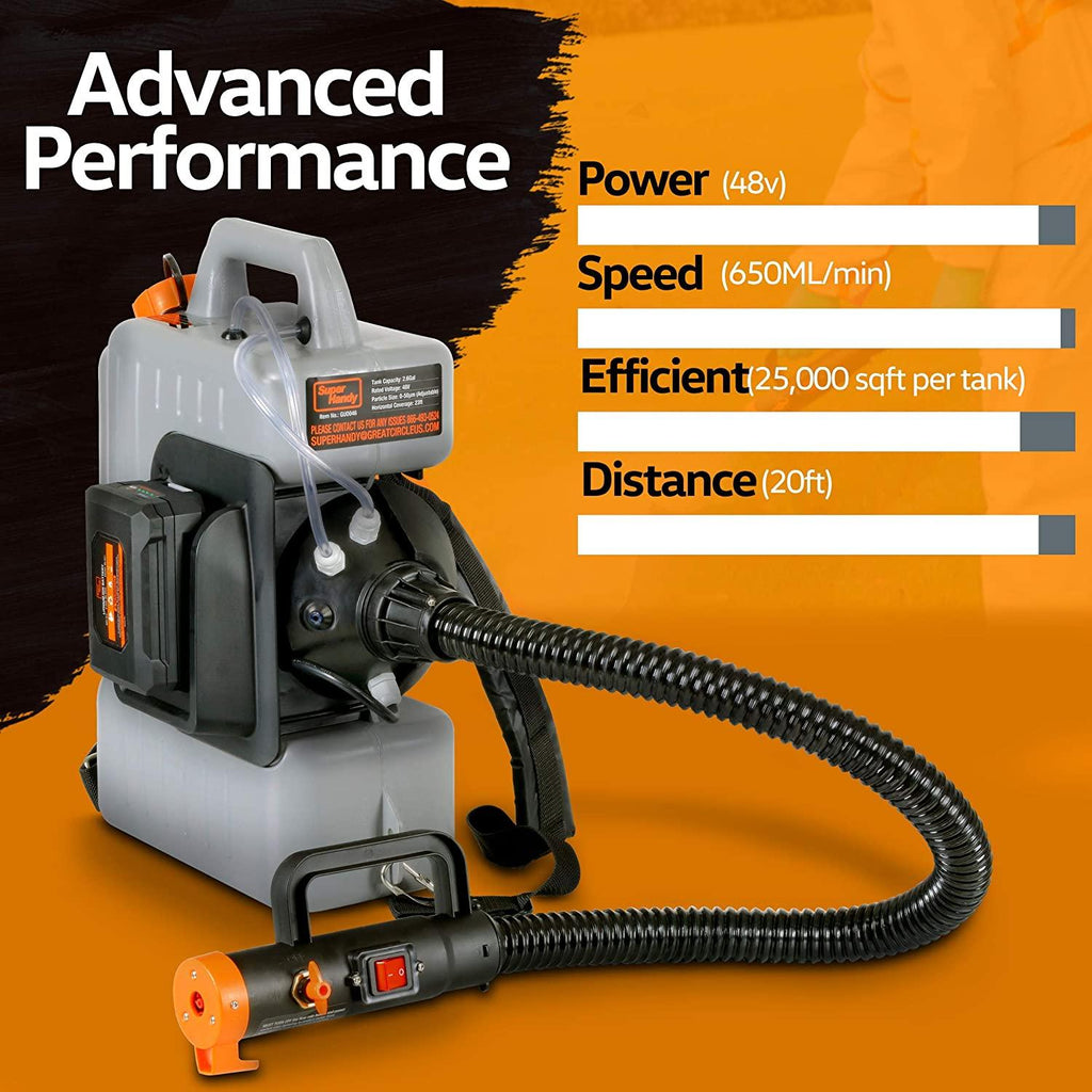 SuperHandy Fogger Machine Disinfectant ULV Sprayer with 48V DC Lithium Ion Cordless Mist Duster Blower