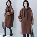 Autumn Winter Hooded Loose Velvet Sweatshirt Dress