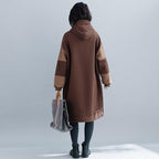 Autumn Winter Hooded Loose Velvet Sweatshirt Dress