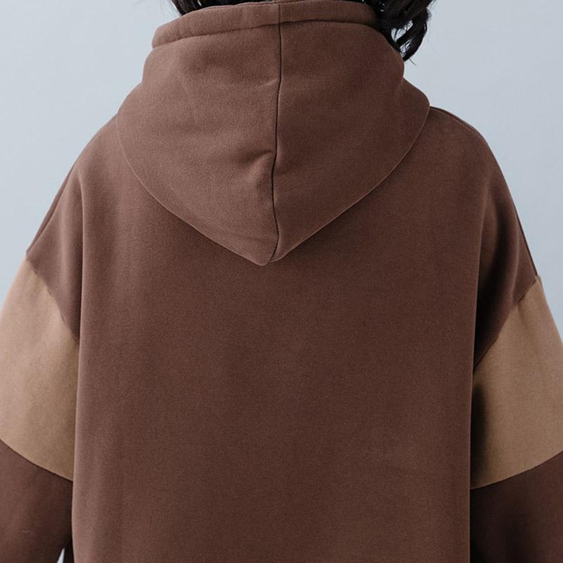 Autumn Winter Hooded Loose Velvet Sweatshirt Dress