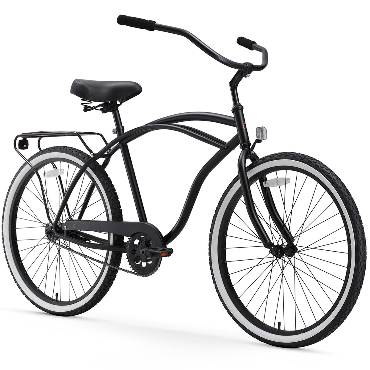 reezero Around Block Men's Single Speed Beach Cruiser Bicycle with Rear Rack, 26" Wheels, Matte Black