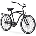 reezero Around Block Men's Single Speed Beach Cruiser Bicycle with Rear Rack, 26" Wheels, Matte Black