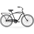 reezero Around Block Men's Single Speed Beach Cruiser Bicycle with Rear Rack, 26" Wheels, Matte Black
