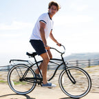 reezero Around Block Men's Single Speed Beach Cruiser Bicycle with Rear Rack, 26" Wheels, Matte Black