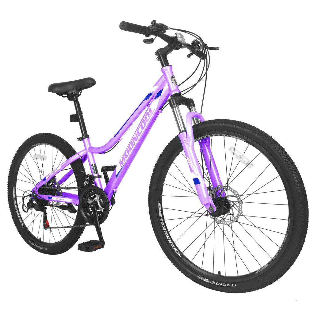 ABORON Youth/Adult Mountain Bike for Women and Men 26 inch 21 Speed Steel Frame Double Disc Brake Suspension Fork Rose Purple MTB
