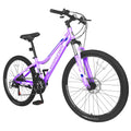 ABORON Youth/Adult Mountain Bike for Women and Men 26 inch 21 Speed Steel Frame Double Disc Brake Suspension Fork Rose Purple MTB