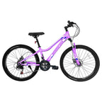 ABORON Youth/Adult Mountain Bike for Women and Men 26 inch 21 Speed Steel Frame Double Disc Brake Suspension Fork Rose Purple MTB