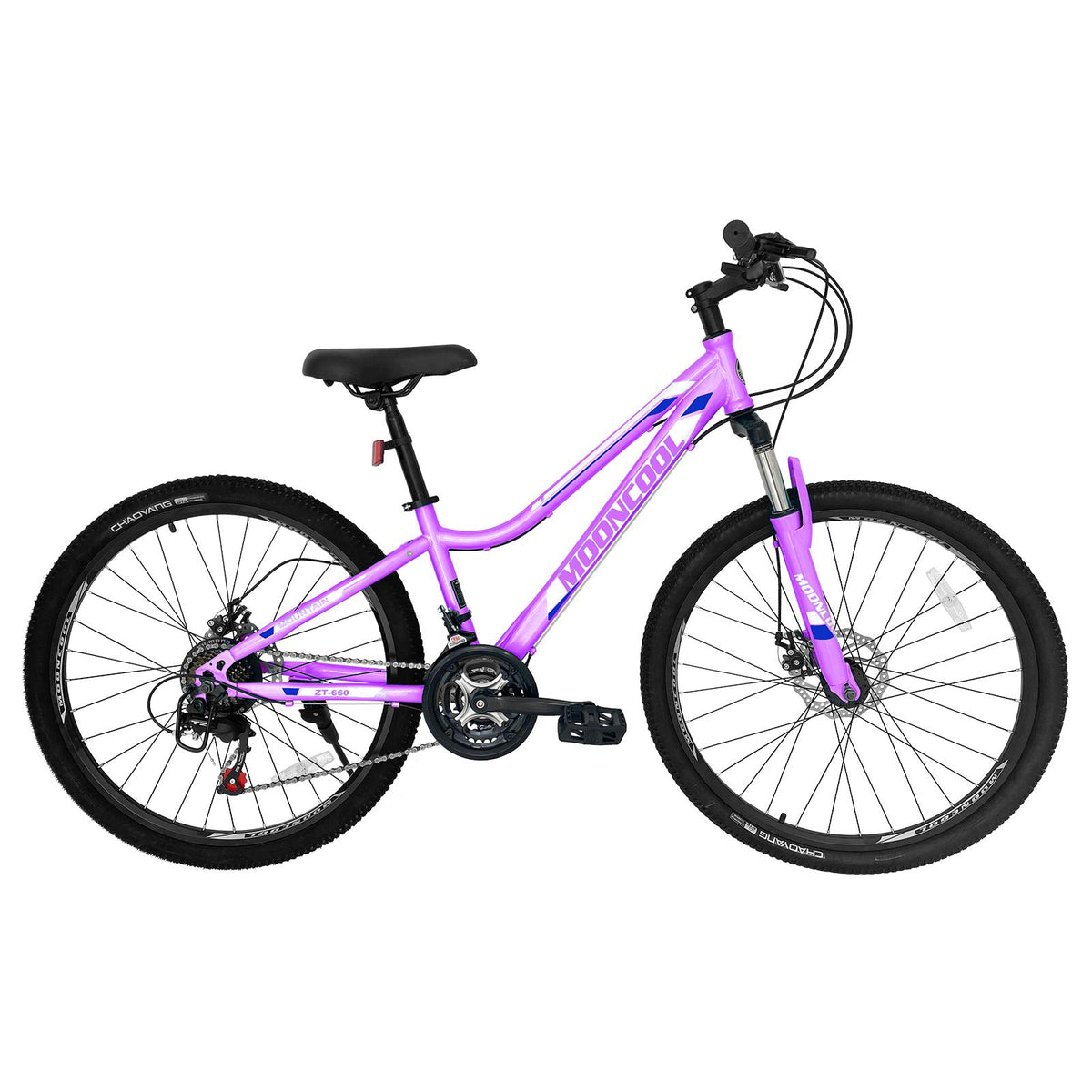 ABORON Youth/Adult Mountain Bike for Women and Men 26 inch 21 Speed Steel Frame Double Disc Brake Suspension Fork Rose Purple MTB