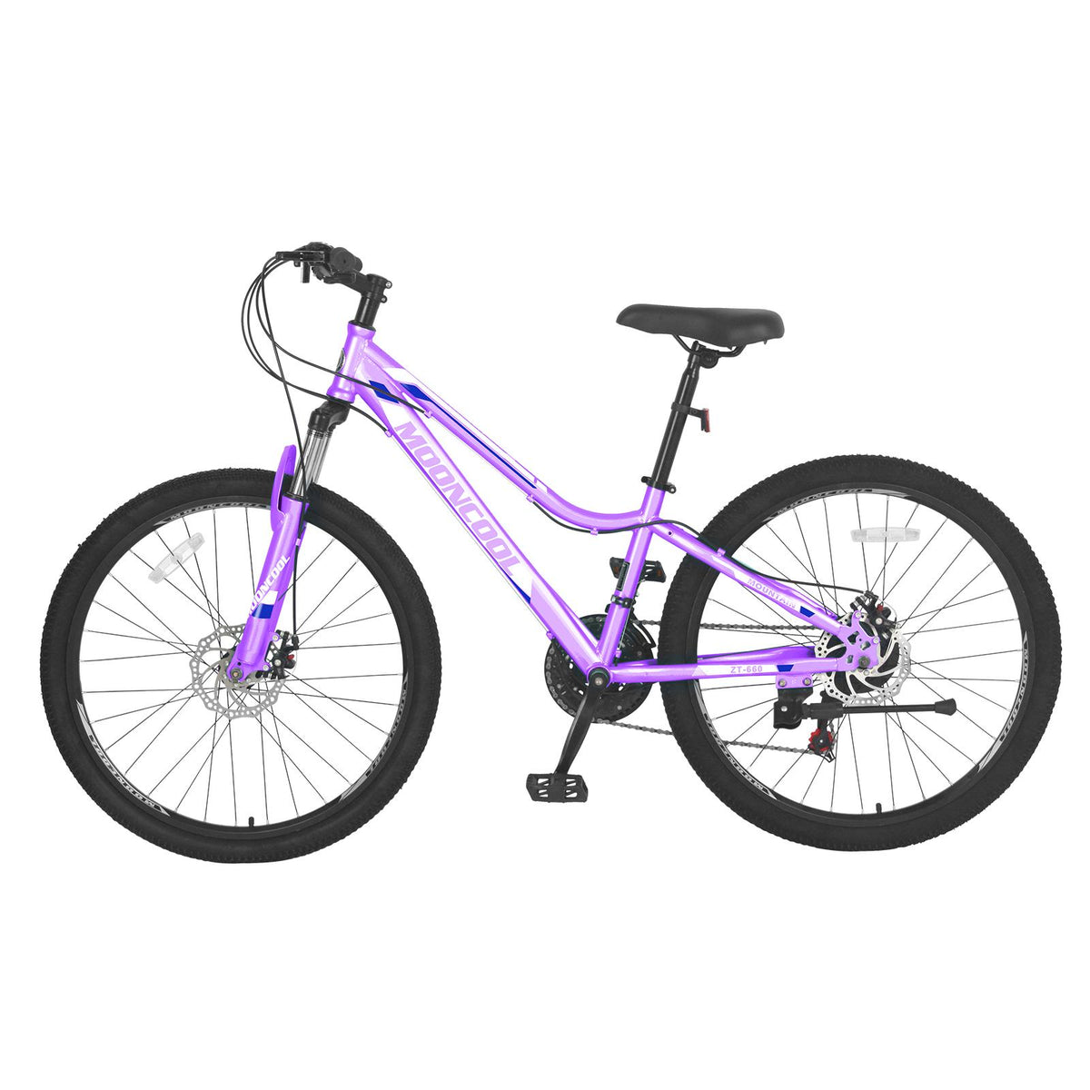 ABORON Youth/Adult Mountain Bike for Women and Men 26 inch 21 Speed Steel Frame Double Disc Brake Suspension Fork Rose Purple MTB