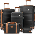 3 Piece Luggage Sets,Suitcase with Spinner Wheels,Luggage Set Clearance for Women, Lightweight Rolling Hardside Travel Luggage with TSA Lock (Black, 5PCS)