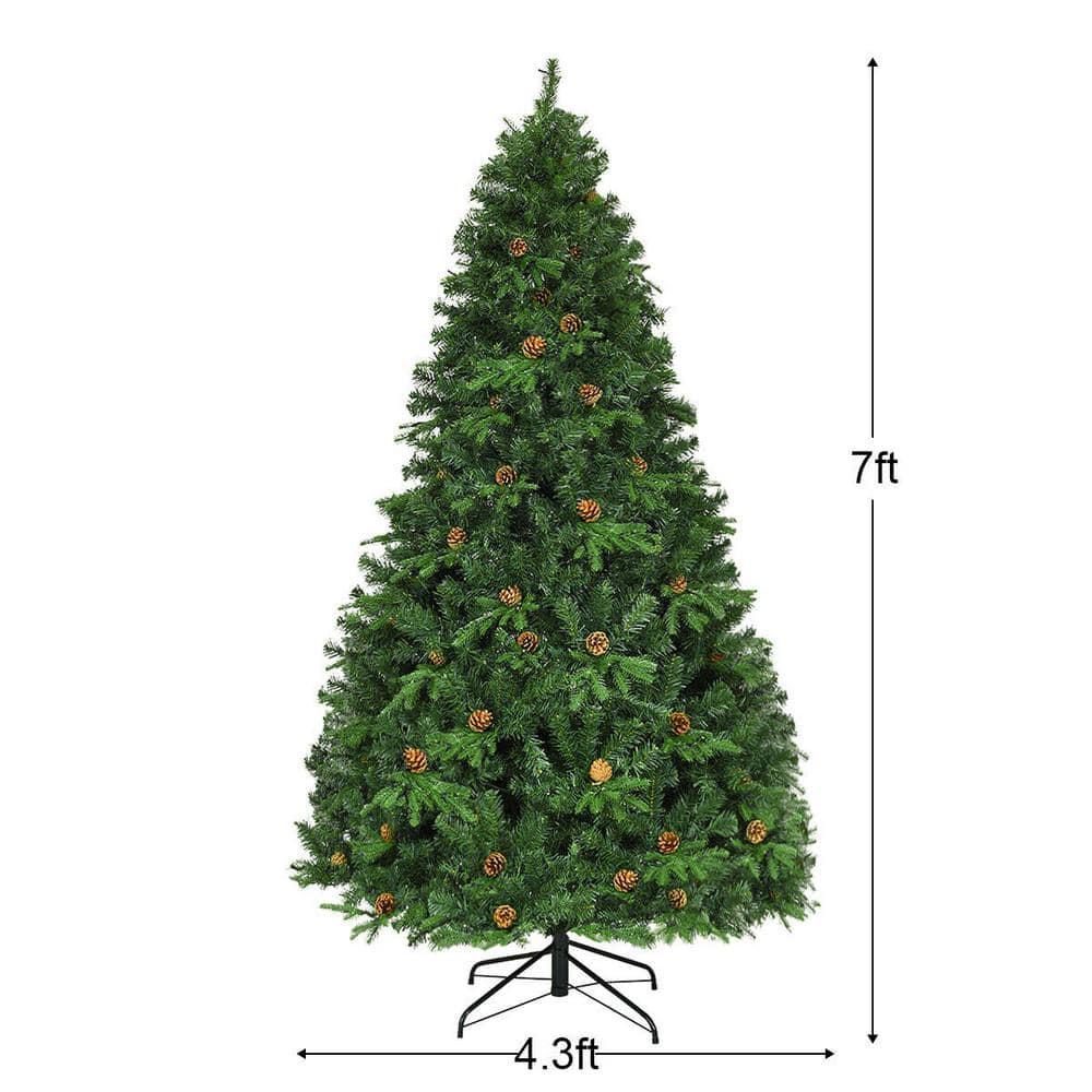 7 ft. Pre-Lit Artificial Christmas Tree Hinged with 460 LED Lights and Pine Cones