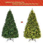 7 ft. Pre-Lit Artificial Christmas Tree Hinged with 460 LED Lights and Pine Cones