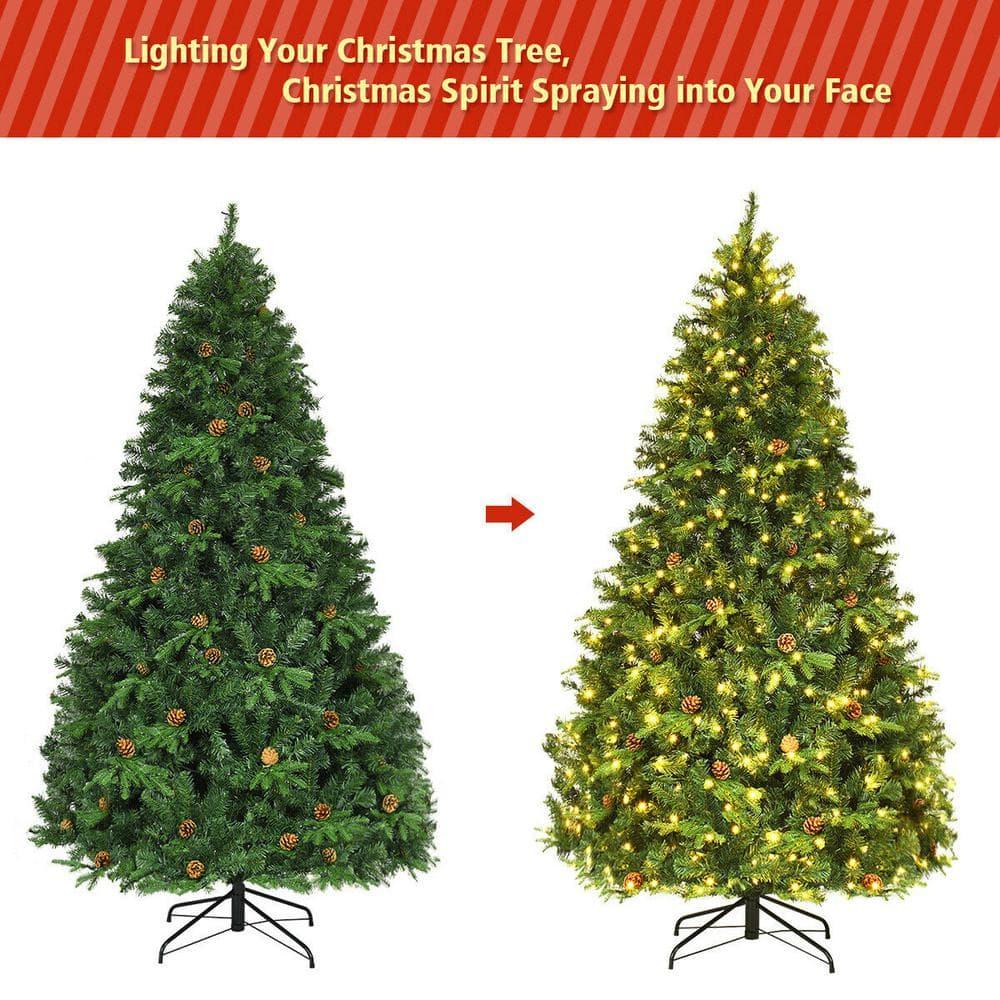 7 ft. Pre-Lit Artificial Christmas Tree Hinged with 460 LED Lights and Pine Cones
