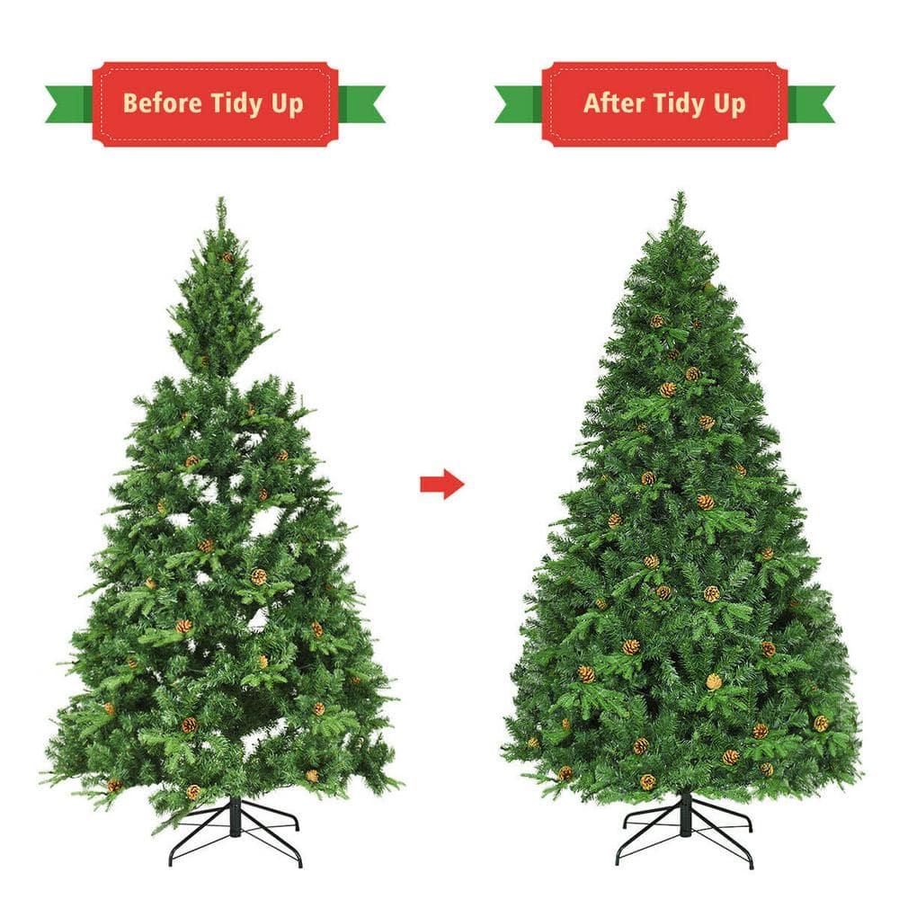 7 ft. Pre-Lit Artificial Christmas Tree Hinged with 460 LED Lights and Pine Cones