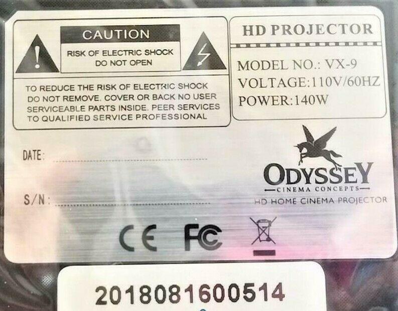 odyssey cinema concepts vx-9 hi-def home theater projector