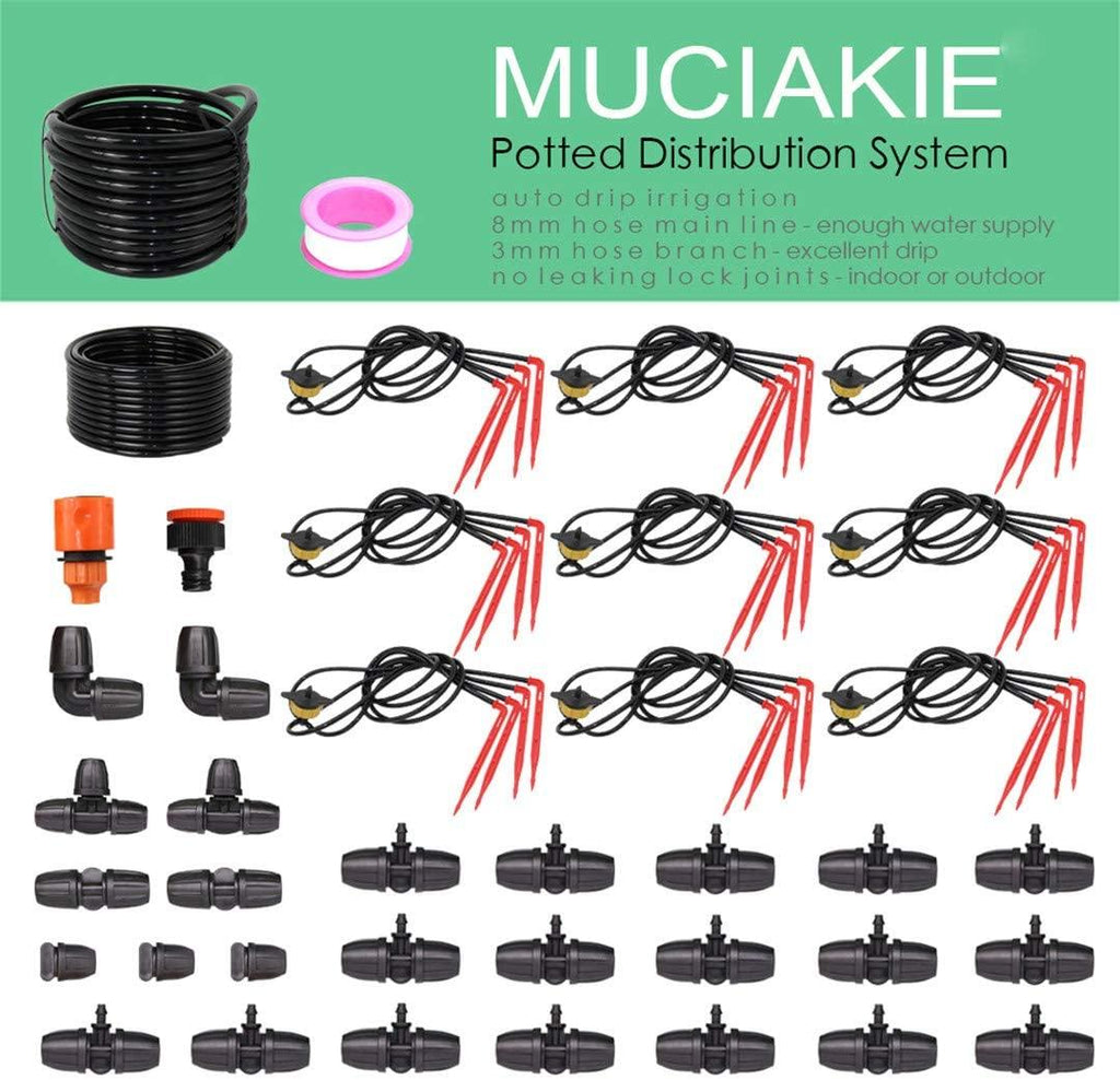 EECFSID 5M-30M 8/11Mm Main Line Potted Distribution Irrigation Drip System Indoor Greenhouse Garden Drop Watering Kit Irrigator 30M Kit